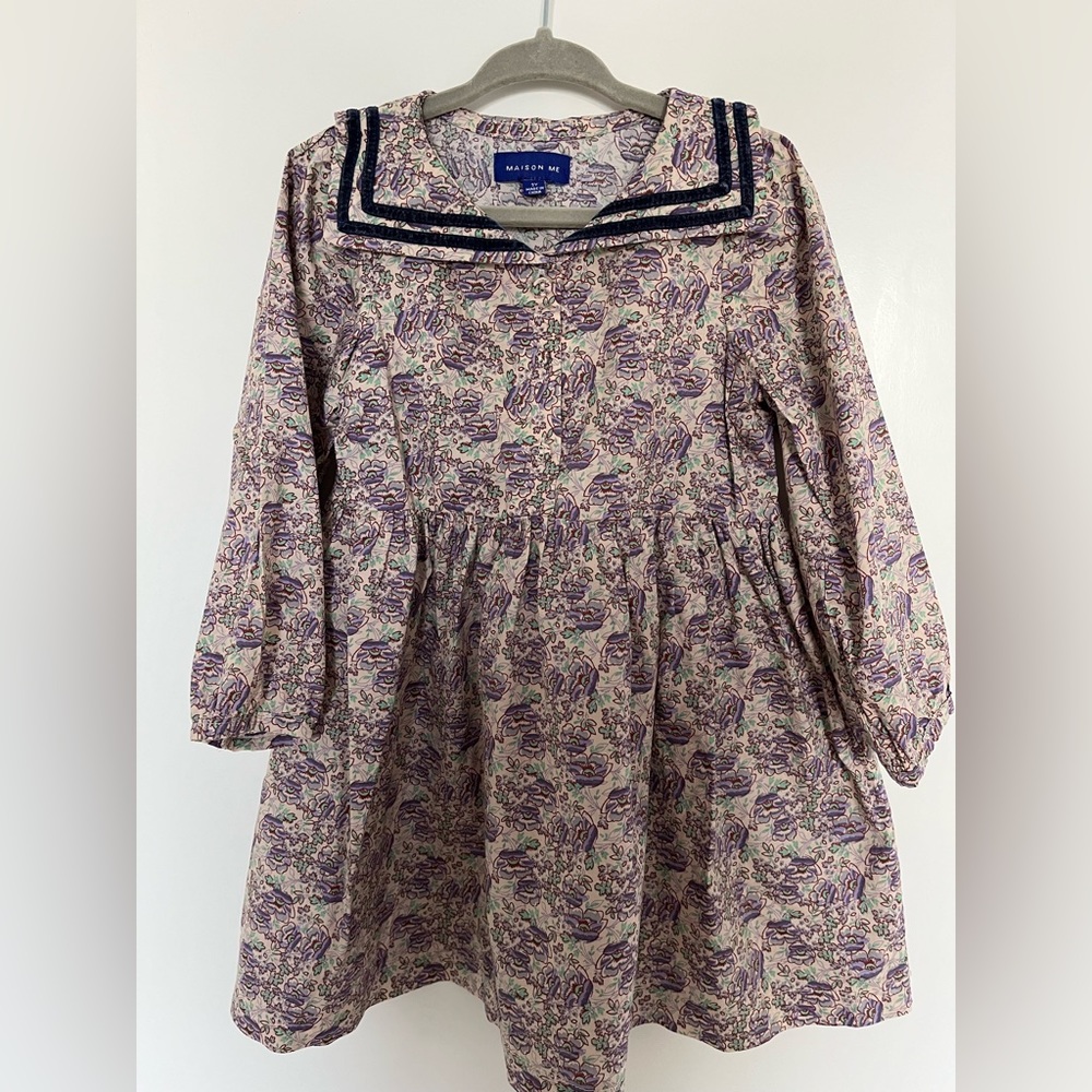 GIRLS 5YO Maison Me Maisonette Vintage-style Floral Long Sleeve Dress